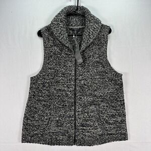 Eileen Fisher Yak Wool Sweater Vest Womens 1X Gray Full Zip Knit Pockets NWT